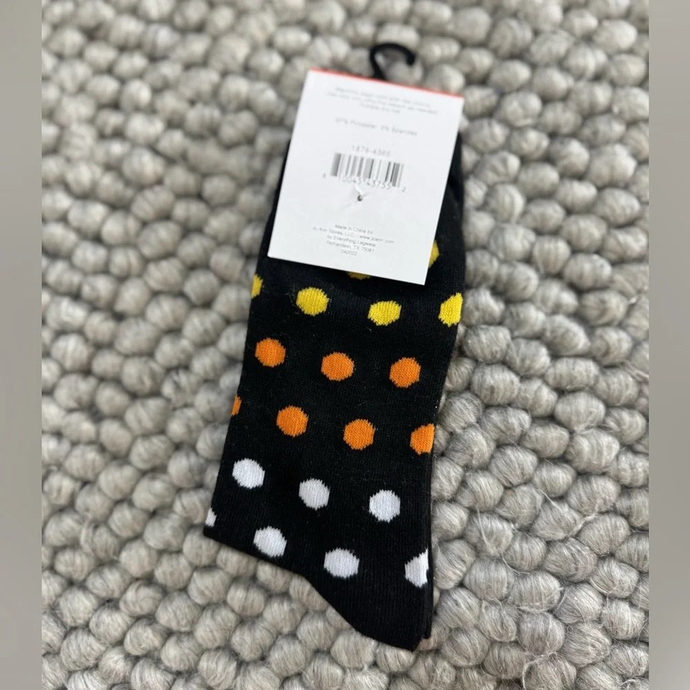 Halloween Novelty Socks - Black and Orange Candy Corn